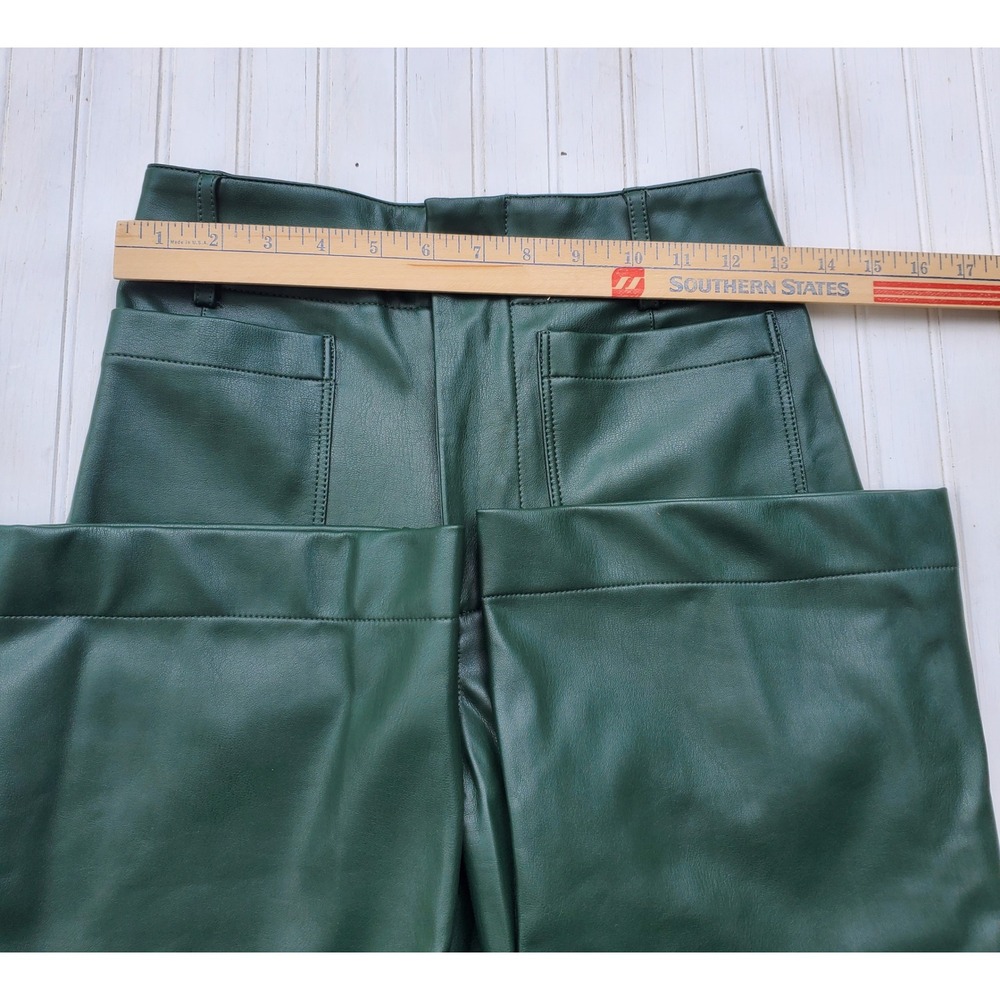Maeve by Anthropologie The Colette Faux Leather Wide Leg Pants Green 25 - Picture 3 of 7